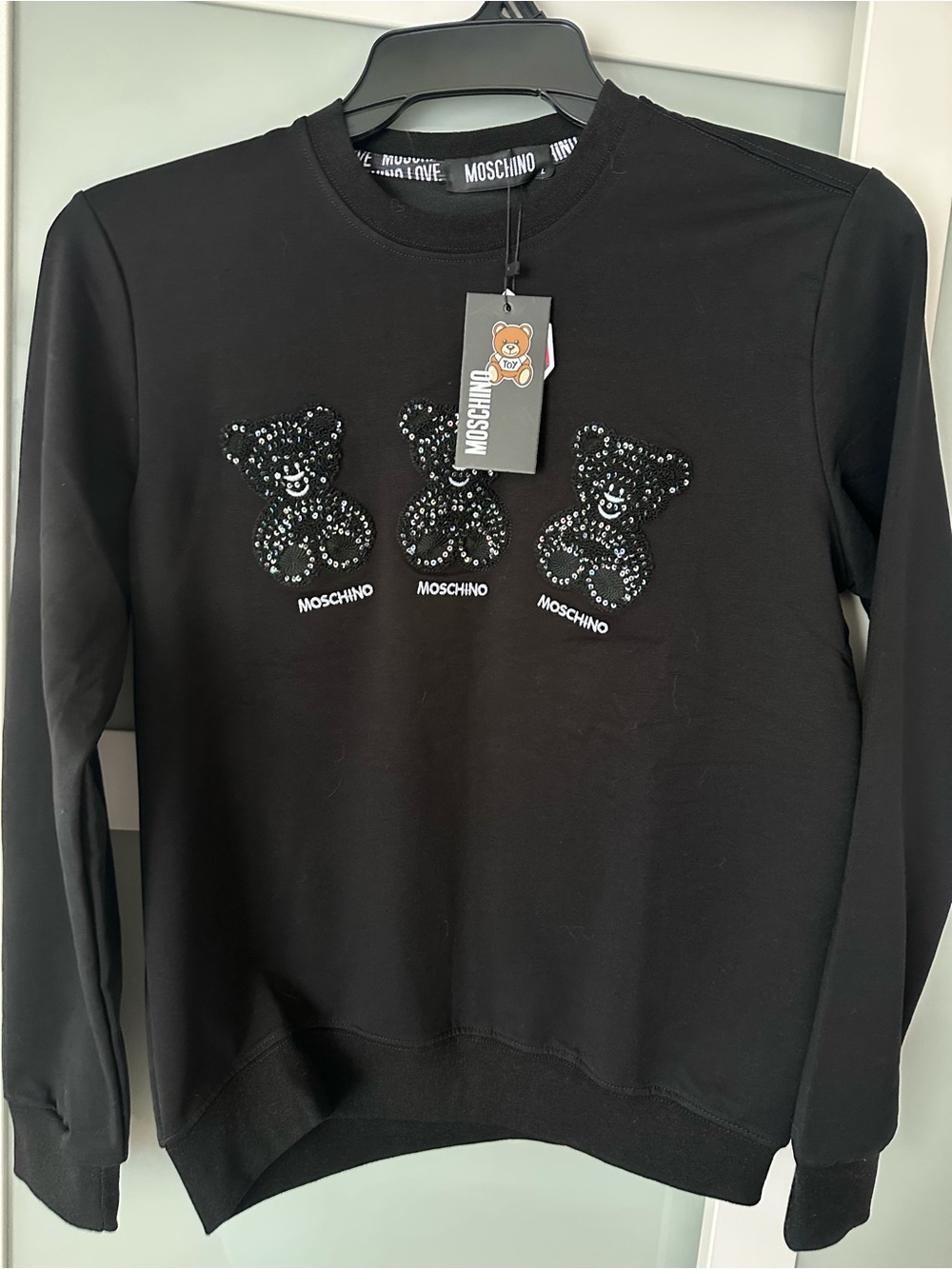Moschino Black Sequin Teddy Bear Sweatshirt